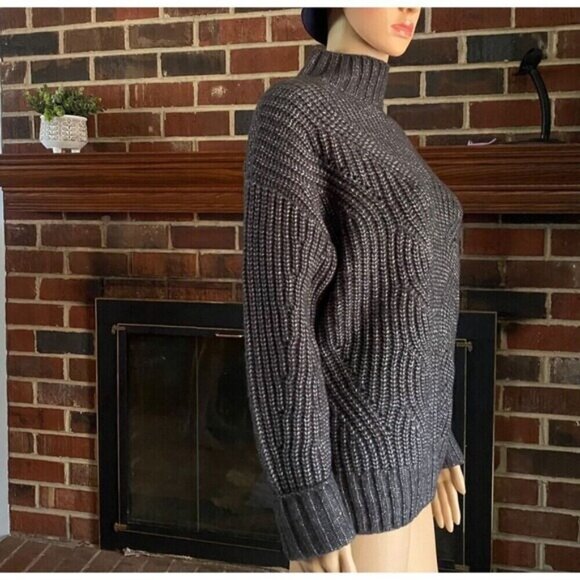 COLUMBIA Pine Street Mock Neck Wool Blend Heather Gray Sweater size XS Coat NEW - Picture 3 of 16